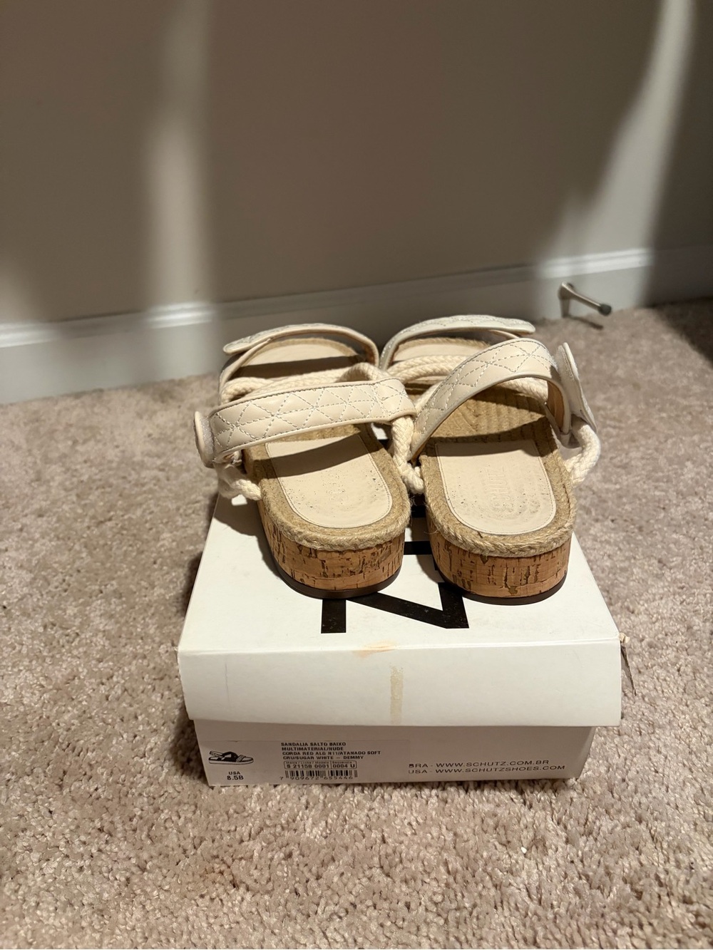 SCHUTZ Quilted Cream Cork Platform Sandals
